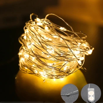 1M 2M 3M Bateriju Darbināmas LED Vara Stieples String Gaismas Kāzu Festivāls Puse Mājas Apdare Lampas