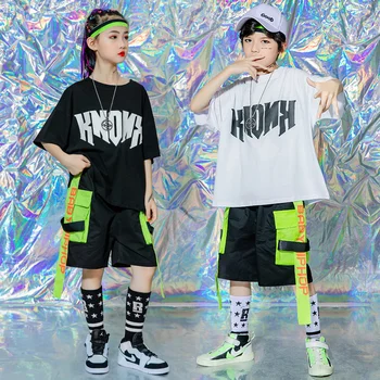 Bērnu Hip Hop Uzvalks Meiteņu Džeza Deju Moderns Apģērbs Bērnu Hiphop Darbības Apģērbu Vasaras Zēnu Hip Hop Sniegumu