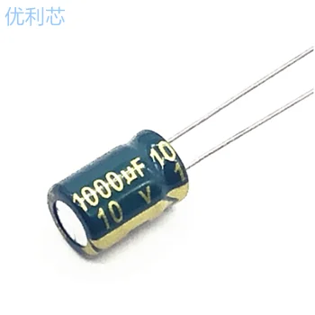 Zaļā zelta-line elektrolītiskos kondensators 1000UF 10V ilgu mūžu LCD augstas frekvences zema izturība 6x12/8x9/8x12 10v2200uf 10x17