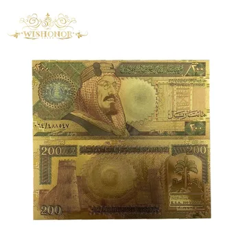 10pcs/daudz Labākās Cenas Saūda Arābija Banknošu 200 Arābu Banknošu 24K Zelta Pārklājumu Rēķinus Par Mājas Dekoru Un Kolekcija
