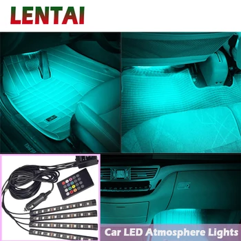 LENTAI 1Set Auto LED Atmosfēru, Gaismām 12V RGB LED Lampas, Sloksnes Toyota Avensis Rav4 Audi Q5 A6 Lifan X60 Renault Captur Skoda