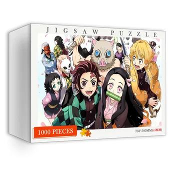 1000 Gabali Karikatūra Koka Demon Slayer Puzzle Japāņu Anime Jigsaw Pieaugušajiem Kids Izglītojošās Rotaļlietas Meitenēm Koka Puzles Dāvanas