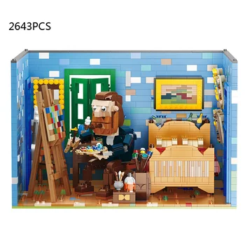 Radošās Pasaules Slavenību Mini Grupu Van Gogh Studio numurs Rotaļlietu Kolekcija SKAITĻI KM Ēka, Ķieģeļu Bērniem, Pieaugušajiem Dāvanas
