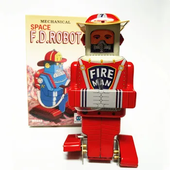 [Smieklīgi] Pieaugušo Kolekcija Retro Vēja rotaļlieta Metāla Skārda uguns cilvēks Telpu F. D. ROBOTS Mehāniski Uzvelkams rotaļu skaitļi modelis bērniem dāvanu