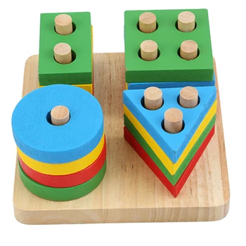 Bērnu Rotaļlietas, Montessori Koka Ģeometriskā Šķirošanas Valdes Bloki Kids Izglītojošās Rotaļlietas, Celtniecības Bloki Bērnu Dāvanu