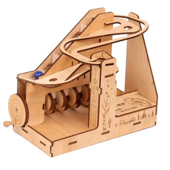 Koka 3d Puzzle Rotaļlietas Bērniem Mehāniskās Transmisijas Modelis Diy Dziesmu Bumbu Montāžas Komplekts Montessori Izglītības Bērnu Rotaļu Dāvanu