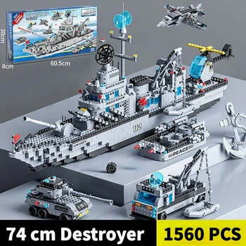 Saderīgs ar Lego Flotes Gaisa Pārvadātāju Celtniecības Bloki Iznīcinātājs Chaser Karakuģis Battleship Ieroci DIY Radošo Zēniem Rotaļlietas