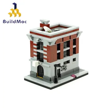 BuildMoc Radošo Filmu Ghost House Firehouse Modeli, Celtniecības Bloki KM DIY (do it yourself, Rotaļlietas Bērniem, Idejas, Ķieģeļu Ziemassvētku Dāvanu Komplekts
