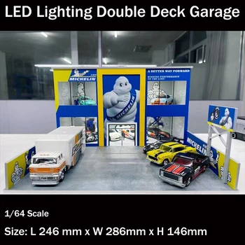 Salikt Diorāma 1/64 LED Apgaismojums divstāvu Garāža Modeļa Automašīnas Stacijas Autostāvvieta - Michlin