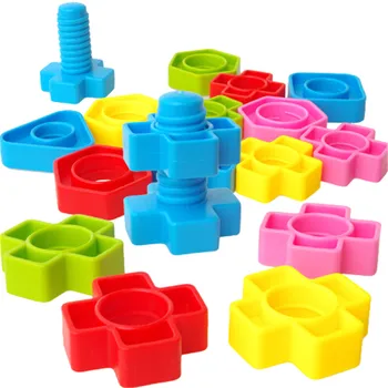 1Set Bērniem Skrūves Celtniecības Bloki, Plastmasas Ielikt Blokus Riekstu Formas Rotaļlietas Izglītojošās Rotaļlietas Montessori Mēroga Modeļi