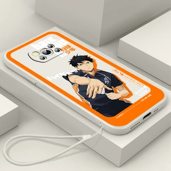 Japāņu Anime, Volejbols Phone Gadījumā Xiaomi Mi Poco X4 X3 C40 C31 C3 M4 M3 F4 F3 GT Pro NFC 5G Bruņas Šķidruma Virves Vāciņu