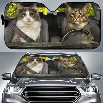Kaķis Auto Saulessargs, Kaķis Auto Saulessargs, Vējstikla, Auto Daļas, Kaķu Tētis, Kaķis Mamma, Kaķu Mīļotājiem, Pet Mīļotājiem, Cute Kaķi