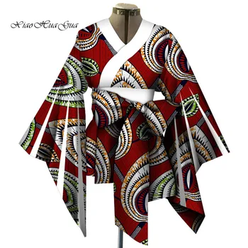 jaunā pavasara&rudenī āfrikas drukāt mētelis sievietēm ilgi izlīdzināšanu piedurknēm gadījuma sieviešu top āfrikas kokvilnas apģērbs wy4444