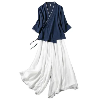 Zen Seno Stila Sieviešu Apģērbu Ķīniešu Stilā Han Drēbes Budistu Drēbes Seno Tējas Drēbes Zen Drēbes