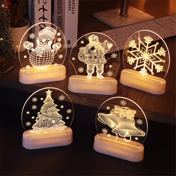Radošo 3D LED Ziemassvētku Gultas Nakts Apgaismojums, USB/Baterijas Divējāda Mērķis, Santa Claus, Sniegavīrs Istabas Dekori Galda Lampa Svētku Dāvanas