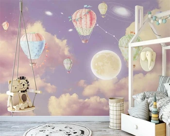 beibehang Pielāgot jauno Ziemeļu fantasy zvaigžņotām debesīm karstā gaisa balons bērniem princese istabas fona papel de parede tapetes