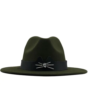Klasika Vintage Platām Malām Fedora Cepures Vīriešiem Un Sievietēm Ar Cat Parauga Izstrādes Oficiālas Panama Klp Kleita Kovboju Cepuru Rudens Ziemas