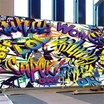 Anotācija Pilsētu Grafiti Stila Teksta Papel De Parede 3d Personības Street Art Sienas Fona Mūzikas Kluba Bāra KTV tapešu 3D