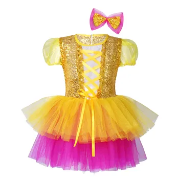 Bērni, Meitenes Modernā Džeza Deju Tērpu Halloween Puse Princese Kleita Vizuļi Baleta Tutu Kleita Ar Bowknot Matu Klipu Dancewear