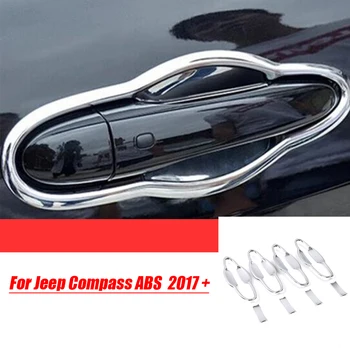 ABS Plastmasas chrome Automašīnu Durvju roktura aizsargs Bļodā paneļa vāku apdare Jeep Compass 2017 2018 Auto Stils Aksesuāri 8pcs